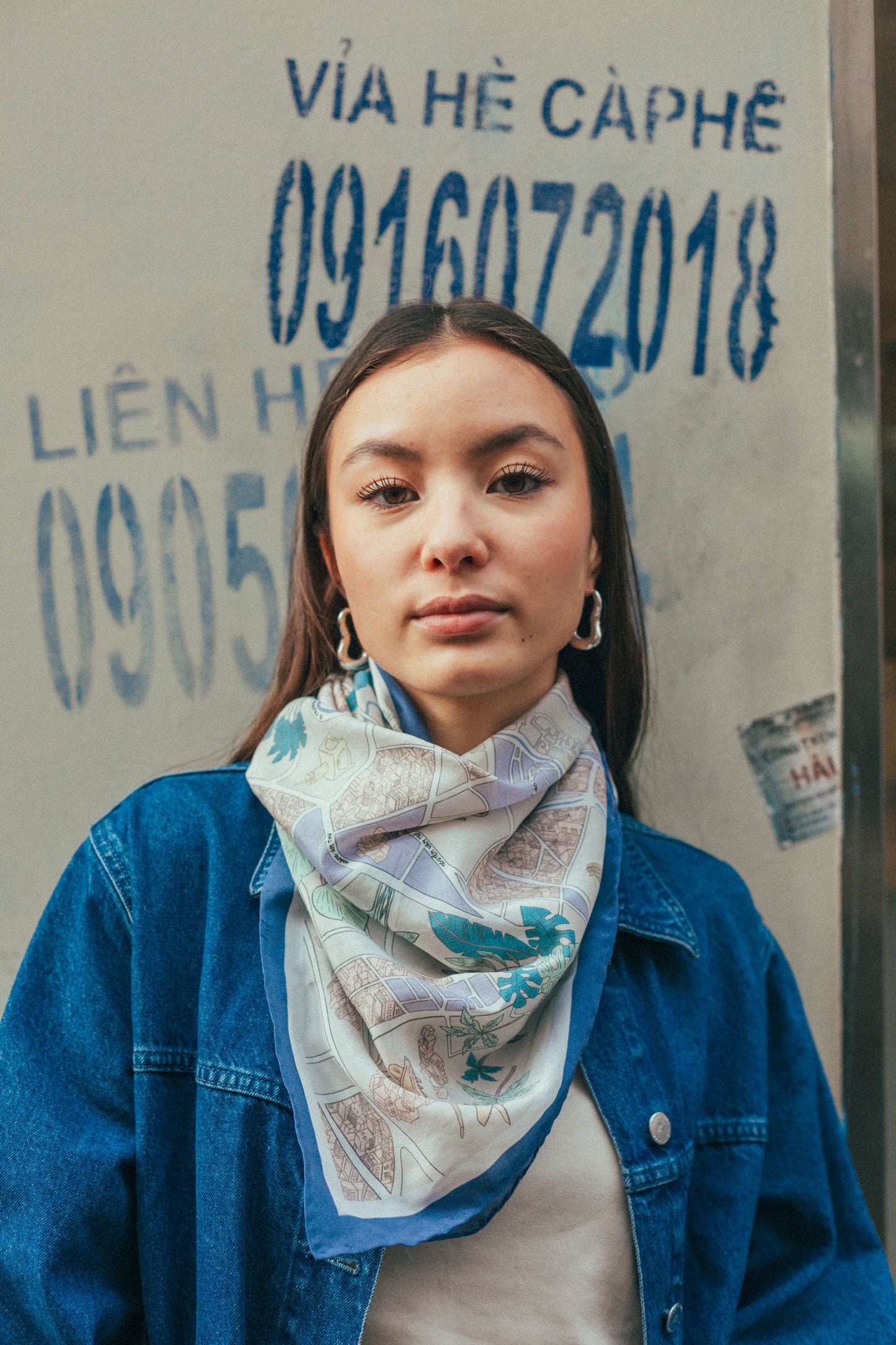 Xmas Scarf Saigon Map 2023 Blue