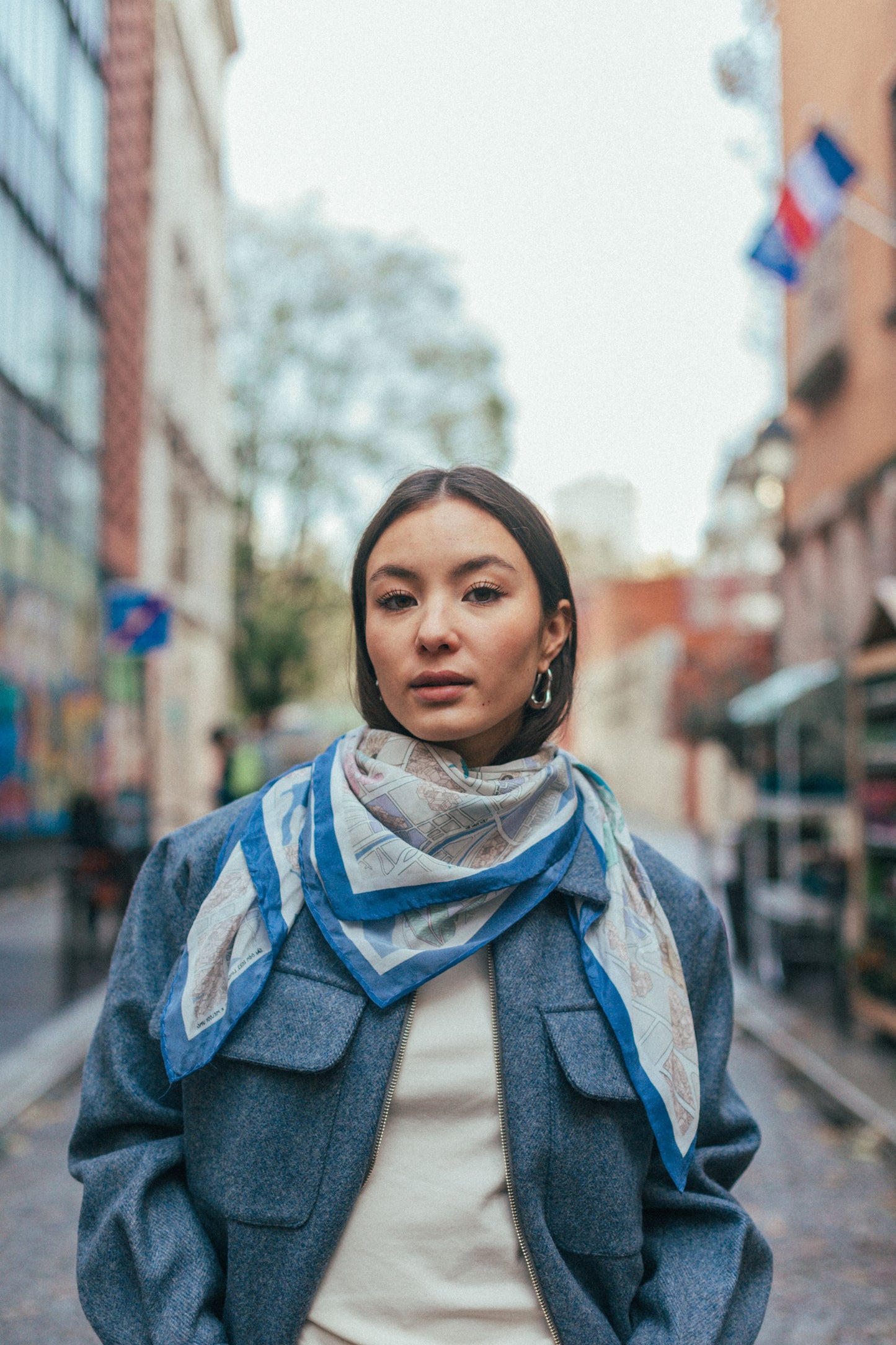 Xmas Scarf Saigon Map 2023 Blue