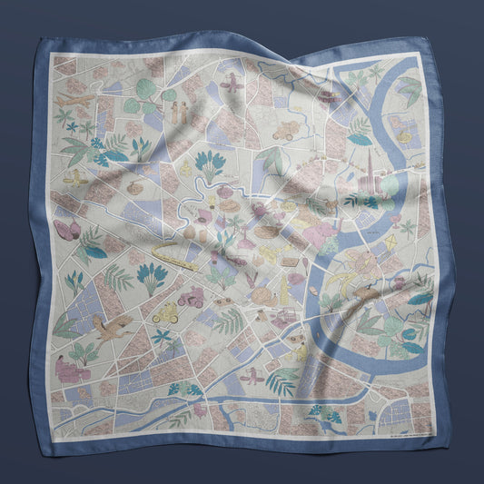 Xmas Scarf Saigon Map 2023 Blue